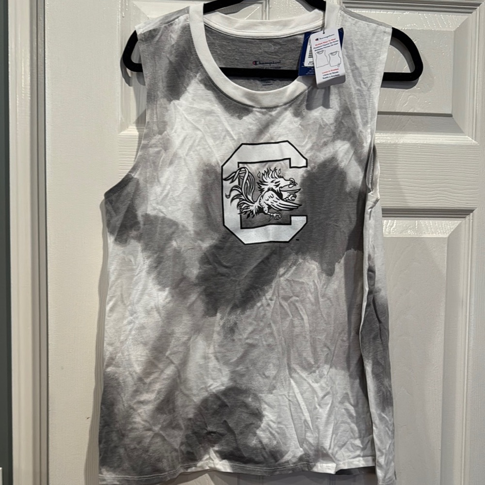 University of South Carolina Champion Gray Tie-Dye Athletic Tank Top. Muscle t